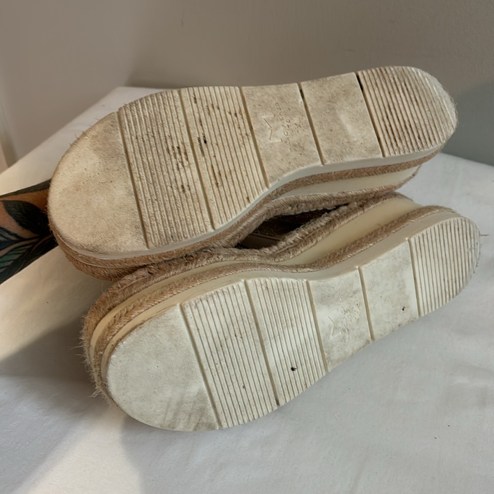 Marc Fisher chunky platform raffia espadrille metallic sandals - Picture 5 of 9